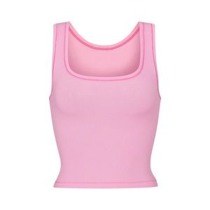 Skims Cotton Rib Tank Bubblegum Pink